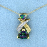 Mystic Topaz, Black Opal, And Diamond Necklace In 10k Yellow Gold