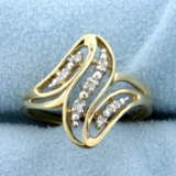 Swirl Abstract Design Diamond Ring In 10k Yellow Gold