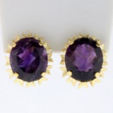 16ct Tw Oval Amethyst Statement Earrings In 18k Yellow Gold