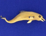 Dolphin Pin In 14k Yellow Gold
