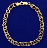 Designer Double Curb Link Charm Bracelet In 14k Yellow Gold