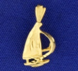 Sailboat Pendant Or Charm In 14k Yellow Gold