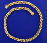 Italian Made Twisting Designer Link Necklace In 18k Yellow Gold