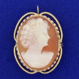 Vintage Cameo Pendant Or Pin In 14k Yellow Gold