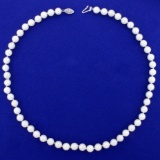 16 1/2 Inch 6.5mm Freshwater Cultured Pearl Necklace In 14k White Gold
