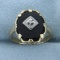 Antique Onyx And Diamond Ring In 10k Yellow Gold