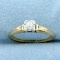 Antique .07ct Solitaire Old European Cut Diamond Engagement Ring In 14k And 18k White And Yellow Gol
