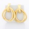 1 1/2 Inch Multi-texture Loop Design Earrings In 14k Yellow Gold