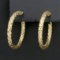 1 Inch Diamond Cut Woven Design Hoop Earrings In 14k Yellow Gold
