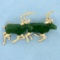 Jade Caribou Pin In 14k Yellow Gold