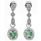 Vintage Style Emerald And Diamond Milgrain Dangle Earrings In Sterling Silver