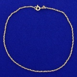 10 Inch Twisting Box Link Anklet In 14k Yellow Gold