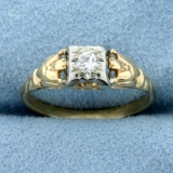 Edwardian .15ct Diamond Solitaire Ring In 14k Yellow And White Gold