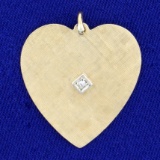 Engravable Diamond Heart Pendant In 14k Yellow And White Gold