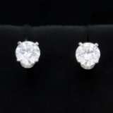 Over 1/2ct Tw Diamond Stud Earrings In 14k White Gold