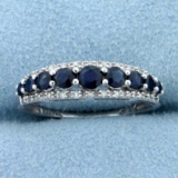 2/3ct Tw Sapphire And Diamond Ring In 14k White Gold