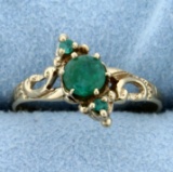 Antique 1/2ct Tw Natural Emerald Ring In 14k Yellow Gold