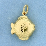 3-d Fish Pendant Or Charm In 18k Yellow Gold