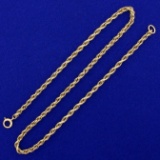 14 3/4 Inch Rope Style Choker Neck Chain In 14k Yellow Gold