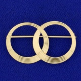 Interlocking Double Circle Pin In 14k Yellow Gold