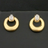 Diamond Door Knocker Design Earrings In 14k Yellow And White Gold
