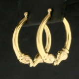 Ram's Head Hoop Earrings In 14k Yellow Gold