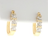 1/4ct Tw Diamond Hoop Earrings In 14k Yellow Gold