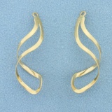 Large Designer Twisting Design Earring Enhancers In 14k Yellow Gold