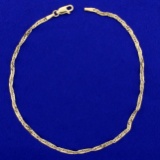 Twisting Curb Link Anklet In 14k Yellow Gold