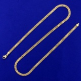 Italian-made 17 Inch Link Flat Wheat Link Neck Chain In 14k Yellow Gold