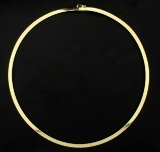 Italian Made 17 Inch Omega Necklace In 14k Yellow Gold