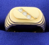 1/4ct Tw 3 Stone Men's Diamond Ring In 14k Yellow Gold