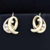 Diamond Screw-back Earrings In 14k Yellow Gold