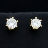 3/4ct Tw Diamond Stud Earrings In 14k Yellow Gold