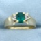 1ct Emerald And Diamond Ring In 14k Yellow Gold