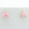 Trillion Pink Quartz Stud Earrings In 10k Yellow Gold