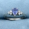 1ct Tw Tanzanite And Diamond Ring In 14k White Gold