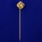 Antique Old European Cut Diamond Flower Pin In 14k Yellow Gold