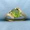 2.5ct Peridot And Diamond Ring In 10k Yellow Gold