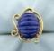 Large Statement Lapis Ring In 14k Yellow Gold