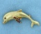 Sapphire And Ruby Dolphin Pin In 14k Yellow Gold