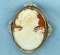 Large Vintage Cameo Pin Or Pendant In 14k White Gold