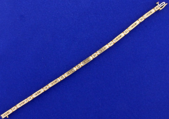 1 Ct Tw Champagne Diamond Line Bracelet In 14k Yellow And White Gold