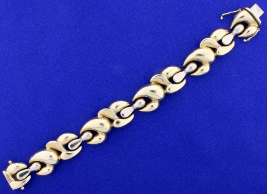 Italian Made Designer Link Bracelet In 14k Yellow Gold