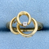 Triple Circle Diamond Ring In 14k Yellow Gold