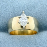 2/3ct Marquise Solitaire Diamond Engagement Ring In 14k Yellow Gold