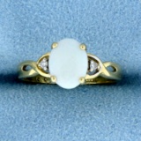 2.5ct Opal And Diamond Ring In 14k Yellow Gold