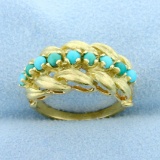 Vintage Persian Turquoise Ring In 18k Yellow Gold