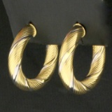 Italian-made Designer Hoop Earrings In 18k Yellow And White Gold