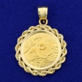 Chinese 10 Yuan .999 Gold Panda Coin Pendant In 14k Yellow Gold Bezel